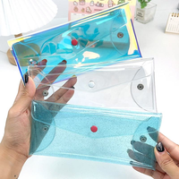 Pochette de rangement moderne en PVC transparent personnalisable avec bouton-pression, sac à cosmétiques, étui à stylos et crayons, sac de papeterie simple – Vente en gros