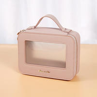Trousse de toilette imperméable à l'eau en PVC PU pour voyage, trousse de toilette cosmétique portable transparente à fermeture éclair, trousse de lavage pour maquillage