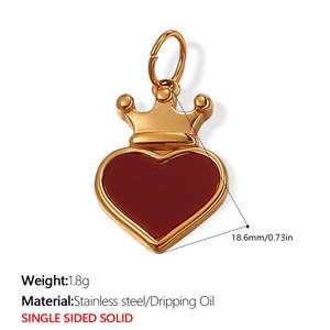 Colgante de Acero Inoxidable Personalizado con Diseño de Gota de Aceite, Serie de Accesorios Lindos con Forma de Dibujo Animado, Chapado en Oro de 18K para DIY - Product Image 6