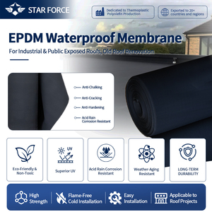 Membrane d'étanchéité en caoutchouc EPDM 1,5 mm 60 mil résistante aux UV pour la rénovation des toitures plates, durée de vie de 50 ans - Product Image 2