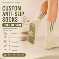 Chaussettes de sport en coton pour femmes, antidérapantes, pour yoga, fitness, danse, pilates, avec logo tricoté sur le bord du mollet