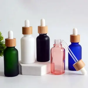 Small Vial 15ml Green Blue Clear Amber Matte Round Dropper Glass Bottle For Essential Oil Bottle