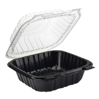 Récipient alimentaire jetable Boîte à hamburger de 6 pouces Récipient à charnière bicolore Emballage en plastique micro-ondable pour restaurant