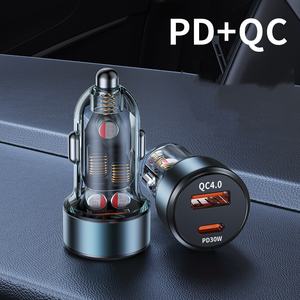 通用全协议车载充电器超快充100W二合一QC充电头Pd30W车载充电器透明外壳 - Product Image 3