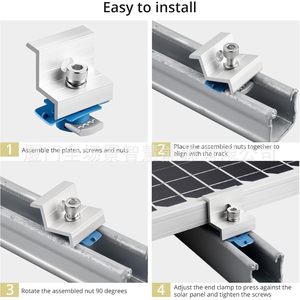 Clips de extremo para paneles solares para Unistrut, 10 piezas, soporte de montaje en techo de aluminio anodizado - Product Image 4