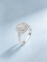 Bague Halo personnalisée en or 18 carats avec diamant de laboratoire et pierres multiples, bijou de fiançailles et de déclaration pour femme, commandes de mariage