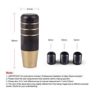 Pomo de Cambio de Marchas Personalizado de 6 Velocidades para Civic, Aluminio Negro y Dorado con 3 Adaptadores de 9/13/18 cm, Palanca de Cambios para Modificación de Automóviles - Product Image 3