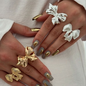 Stainless Steel Exaggerated Bow <b>Ring</b> For Women Party Jewelry Gold Silver Color Fashion <b>Statement</b> <b>Ring</b> - Product Image 1
