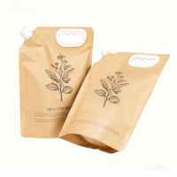 Sac d'emballage en papier kraft liquide pour shampooing biodégradable écologique imprimé sur mesure, pochette debout avec bec verseur