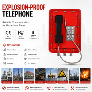 <span class=keywords><strong>Teléfono</strong></span> IP67 de Alta Resistencia con Certificación CE para Minería de Carbón, Petróleo y Gas, Áreas Peligrosas, a Prueba de Explosiones, <span class=keywords><strong>Teléfono</strong></span> VoIP - Product Image 1