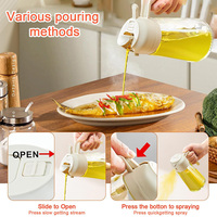 Bouteille Distributrice d'Huile en Verre de 450 ml avec Buse 2 en 1, Vaporisateur d'Huile d'Olive, Distributeur en Verre pour Ustensiles de Cuisine et Barbecue