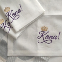 Serviettes de table en lin brodées sur mesure, faites à la main, durables, lavables en machine, multicolores, pour fêtes, occasions spéciales, luxueuses, naturelles, rustiques
