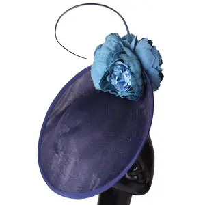 หมวกโบสถ์เดอร์บี้เคนทกี้ Sinamay ขนาด 30 ซม. พร้อมดอกไม้ประดิษฐ์คนดังค็อกเทลชุดชาที่น่าสนใจหมวก