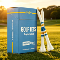 Étui de rangement personnalisé en plastique pour tee de golf en bambou bleu, support magnétique en forme de sac en plastique, moulé sur mesure, en bois, 4 pouces