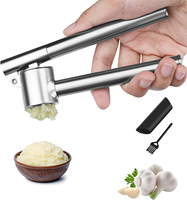 Ensemble de presse-ail manuel 3 pièces en acier inoxydable, personnalisable, multifonction, écologique et réutilisable, avec brosse de cuisine – Vente chaude