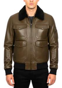 Chaqueta de Piloto de Cuero Genuino Premium para Hombre con Cuello de Piel y Bolsillos Utilitarios - Product Image 3