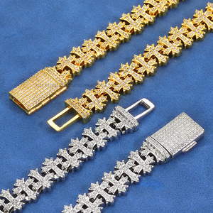 Pulsera de Zirconia para Hombre con Cadena de Hoja de Arce y Hebilla Abatible, Joyería Hip-hop, Personalizable, Tanjing - Product Image 4