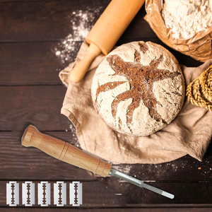 Juego de Herramientas para Hornear Pan Casero Personalizado, Espátulas de Repostería de Ratán Natural de 9x10 Pulgadas con Cubierta de Lino - Product Image 5