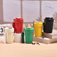 Botol termos kopi antik 15oz dengan tali dan tali dan Logo kustom anti bocor Mug perjalanan bisnis kapasitas 450ml grosir