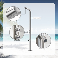 Ensemble de douche extérieur sur pied, double fonction pluie et jet, qualité marine, pour hôtels, piscines, villas et plages