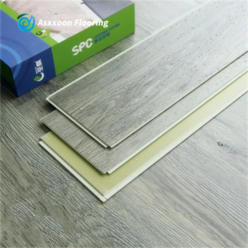 Grau Holz Design Inter lock PVC-Boden Vinyl SPC Bodenbelag Holz Grians Click System Design Einfache Farbe UV-Beschichtung
