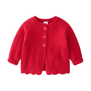 hzwn2151 - Cardigan en coton 100% pour bébé fille, collection Automne-Printemps, style décontracté, couleur unie, tricoté, style occidental - Product Image 3