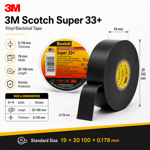 <span class=keywords><strong>Ruban</strong></span> isolant en PVC <span class=keywords><strong>3M</strong></span> <span class=keywords><strong>Scotch</strong></span> Super 33+ noir 0,18 mm, résistant à l'eau, adhésif acrylique sensible à la pression, <span class=keywords><strong>ruban</strong></span> électrique - Product Image 3