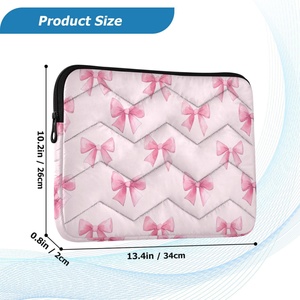 Lady's <b>Bags</b> Custom Pink Bows Print <b>Computer</b> Messenger Laptop Accessories Grid Protective Case Laptop Sleeve - Product Image 3