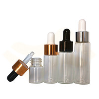 Flacon compte-gouttes en verre transparent avec bouchon compte-gouttes en métal, flacon en verre multi-capacités pour huile essentielle liquide 5ml 10ml 15ml 20ml