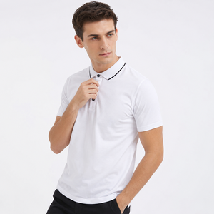 <b>Plain</b> <b>White</b> Polo Men's Short Sleeve Contrast Collar Casual Polo <b>Shirt</b> Custom Logo Private Label OEM ODM Manufacturer Supplier - Product Image 2
