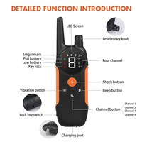 Collar de entrenamiento eléctrico para perros, Control remoto, descarga, recargable, 1000 pies, 2