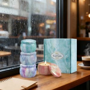 Oshine – Coffret cadeau de bougies rondes en fer blanc, très populaire, avec bougies parfumées en cire de soja naturelle - Product Image 1