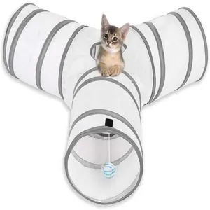Custom Tube Way Extensible Collapsible Play Tent Interactive Toy Maze House Bed Tunnels With Balls Bells For Cat Kitten Rabbit