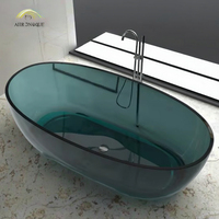 Baignoire Moderne en Résine Transparente Écologique, Design Autoportant, 40 Jets de Massage Combinés (Hydromassage à Air), 20 Gallons, Idéale Hôtels et Appartements