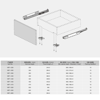 Glissières de tiroir dissimulées en métal robustes à 3 sections SH-ABC avec fermeture amortie pour cuisines et salles à manger modernes