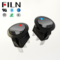 FILN 16A 250VAC SPST interrupteur rond point illuminé 12VDC interrupteur à bascule pour voiture bateau marine