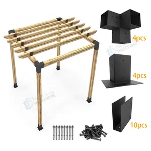 Kit braket ekstensi Pergola pasang dinding, braket Pergola logam Gazebo taman luar ruangan