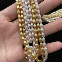 Perles de verre de riz premium 3x6mm, blanc beige, haute brillance, forme ovale petite, avec noyau lesté, pour superposition délicate, bijoux DIY et art
