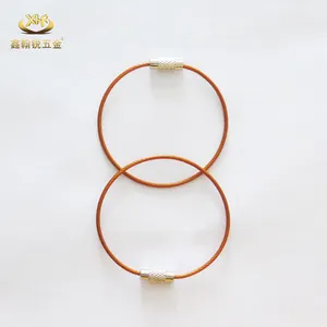 Xinhanrui Orange Stainless Steel Cable Key Ring Wire Rope Keychain