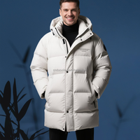Manteau Épais d'Hiver à Capuche Softshell Zippé Personnalisé OEM en Duvet 90% Long pour Homme, Doudoune Bulle d'Extérieur pour l'Hiver