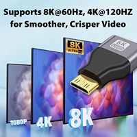 Adaptateur vidéo standard Mini HDTV vers HDTV, connecteur UHD 8K 60Hz, adaptateur haute vitesse plaqué or pour caméra, moniteur, projecteur