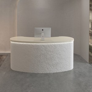 Escritorio de <span class=keywords><strong>recepción</strong></span> MDF de piedra imitación moderno con luz LED para salón de belleza pequeño, tienda de <span class=keywords><strong>peluquería</strong></span>, <span class=keywords><strong>Mostrador</strong></span> de Bar y uso en Hotel - Product Image 6