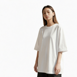 T-shirt surdimensionné pour femmes en coton et élasthanne, tricoté, doux et extensible, à manches courtes, col rond, style décontracté streetwear - Product Image 1