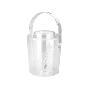 Secchiello per ghiaccio trasparente con pinze e coperchio per raffreddare le bevande - Product Image 1