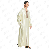Kaftan arabe pour homme, robe brodée de dentelle, style vintage élégant et durable, thobe pour musulmans, vêtement d'été doux et élégant