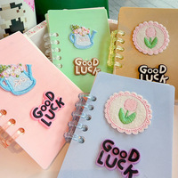 Carnet d'étudiant à spirale motif fleur de dessin animé mignon, carnet à fleurs style 'soft girl', cadeau, carnet de notes et stylo