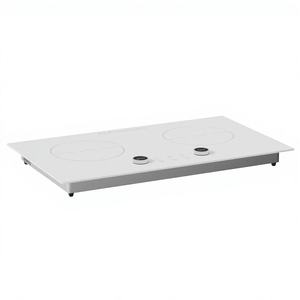 Table de cuisson à <span class=keywords><strong>induction</strong></span> électrique encastrable <span class=keywords><strong>2</strong></span> <span class=keywords><strong>feux</strong></span> 3500W, commande tactile et à bouton, surface en verre blanc, protection contre la surchauffe, nettoyage facile - Product Image 1