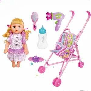 Factory children's toy girls playing house with doll trolley simulation baby doll set