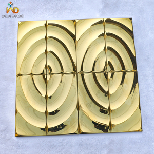 Mosaïque décorative en acier inoxydable texturé 3D doré brillant, carrelage moderne de luxe brillant pour mur de cuisine, décoration intérieure - Product Image 1