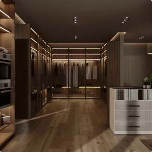 Armoire de chambre à coucher sur mesure en aluminium de luxe avec porte en verre, dressing pour villa - Product Image 3